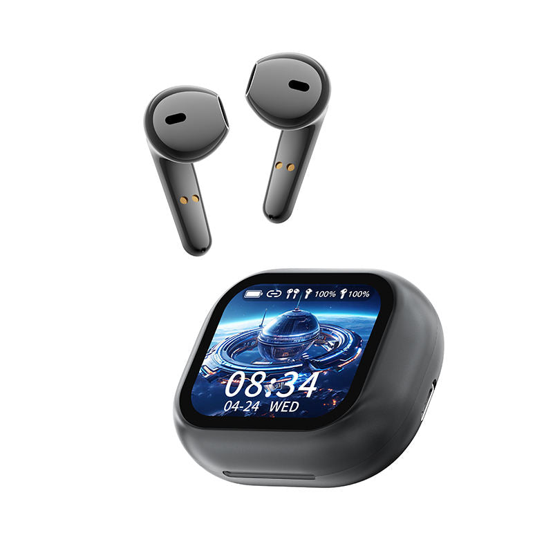 Écouteurs sans fil à écran intelligent E15 T18 ANC + ENC Réduction du bruit Écran tactile Gaming in Ear AI TWS Earphone