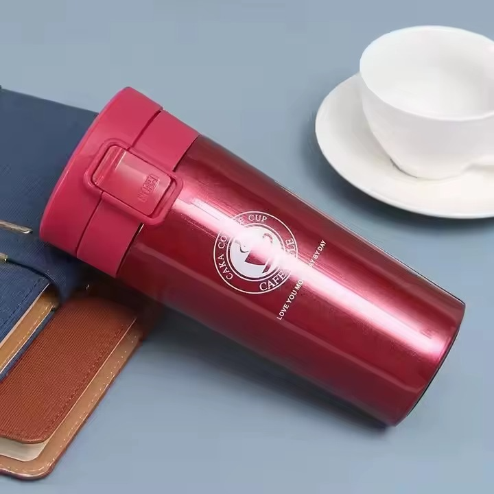 Thermos Tasse à Café en Acier Inoxydable 304 – Double couche, portable, avec couvercle flip "Bounce