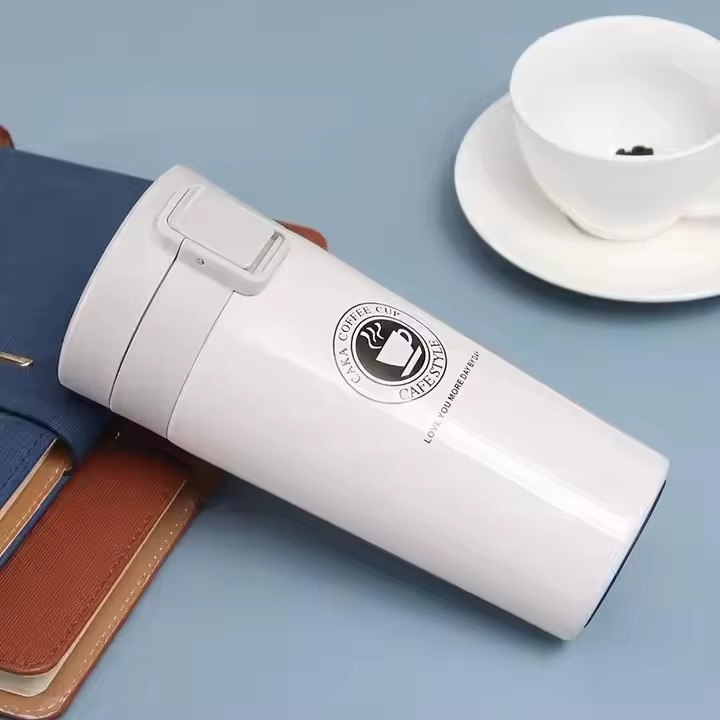 Thermos Tasse à Café en Acier Inoxydable 304 – Double couche, portable, avec couvercle flip "Bounce