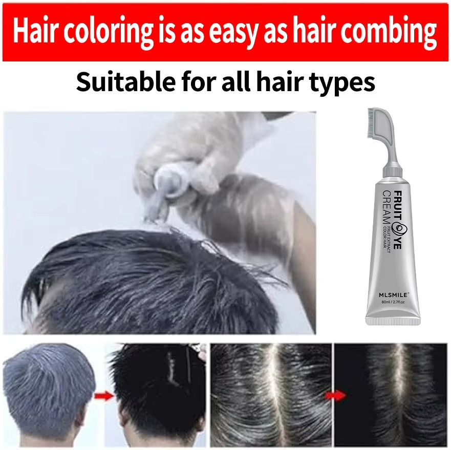 Kit de crème de teinture pour cheveux à base d’extraits naturels + peigne anti-nouage doux – couleurs de fruits noirs & bruns.